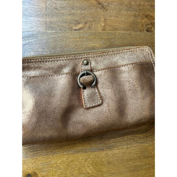 Tano Gold Leather Folding Wallet Zip Around Phone Compartment Super Soft - Picture 6 of 10